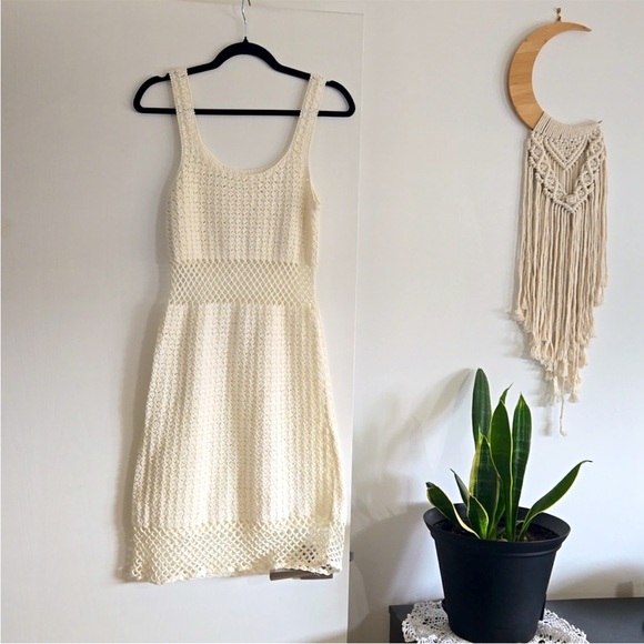 Handmade Dresses & Skirts - Crochet Cream Knit Dress
